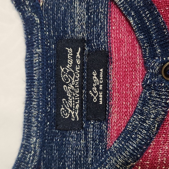 Lucky Brand Top Women's Size Large Pink and Navy - Picture 5 of 7